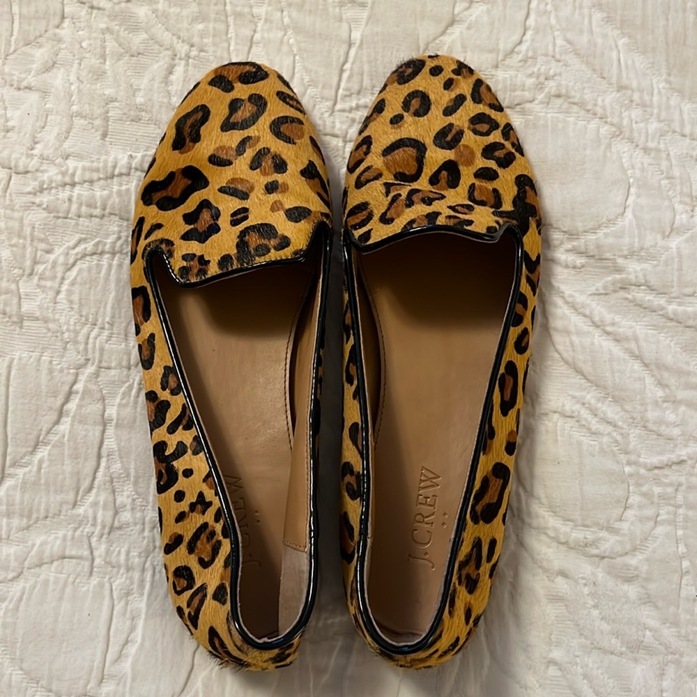 J.crew calf hair leopard print loafers